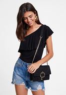 Bayan Siyah Fırfırlı Askı Detaylı Bluz