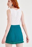 Bayan Mavi Püsküllü Mini Şort