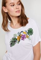 Bayan Beyaz Çiçek Baskı Detaylı Askılı Bluz