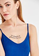 Bayan Lacivert İnce Askılı Yırtmaç Detaylı Uzun Elbise