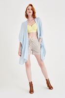 Bayan Mavi Yırtmaçlı Kimono