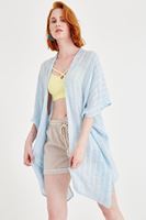 Bayan Mavi Yırtmaçlı Kimono