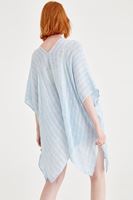 Bayan Mavi Yırtmaçlı Kimono