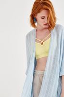 Bayan Mavi Yırtmaçlı Kimono