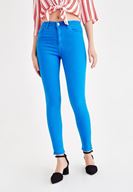 Women Blue High Rise Pants with Details