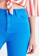 Women Blue High Rise Pants with Details