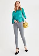Women Grey High Rise Pants with Details