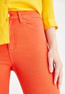 Women Orange High Rise Pants with Details