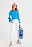 Women White High Rise Pants with Details