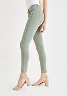 Bayan Yeşil Dar Paça Orta Bel Pantolon