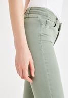 Bayan Yeşil Dar Paça Orta Bel Pantolon
