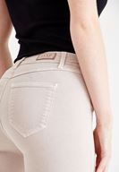 Bayan Krem Dar Paça Orta Bel Pantolon