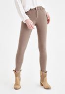 Bayan Gri Dar Paça Orta Bel Pantolon