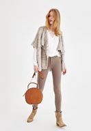 Bayan Gri Dar Paça Orta Bel Pantolon