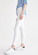 Bayan Krem Dar Paça Orta Bel Pantolon