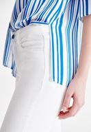 Bayan Krem Dar Paça Orta Bel Pantolon