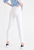 Bayan Krem Dar Paça Orta Bel Pantolon