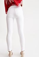 Bayan Beyaz Dar Paça Orta Bel Pantolon