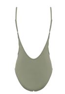 Bayan Yeşil Sırtı Açık Biye Detaylı Mayo