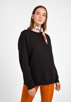 Bayan Siyah Sıfır Yaka Bol Kesim Sweatshirt