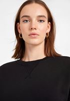 Bayan Siyah Sıfır Yaka Bol Kesim Sweatshirt