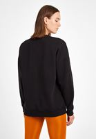 Bayan Siyah Sıfır Yaka Bol Kesim Sweatshirt