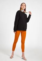 Bayan Siyah Sıfır Yaka Bol Kesim Sweatshirt
