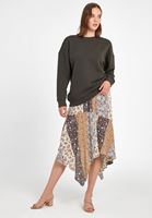 Bayan Yeşil Sıfır Yaka Bol Kesim Sweatshirt