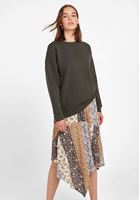 Bayan Yeşil Sıfır Yaka Bol Kesim Sweatshirt