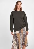 Bayan Yeşil Sıfır Yaka Bol Kesim Sweatshirt