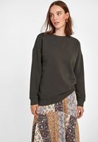 Bayan Yeşil Sıfır Yaka Bol Kesim Sweatshirt