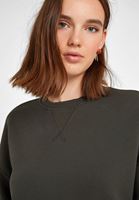 Bayan Yeşil Sıfır Yaka Bol Kesim Sweatshirt