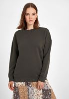 Bayan Yeşil Sıfır Yaka Bol Kesim Sweatshirt