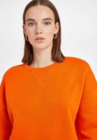 Bayan Turuncu Sıfır Yaka Bol Kesim Sweatshirt