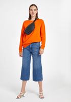 Bayan Turuncu Sıfır Yaka Bol Kesim Sweatshirt