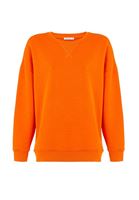 Bayan Turuncu Sıfır Yaka Bol Kesim Sweatshirt