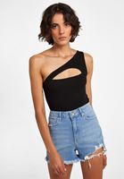 Bayan Siyah Cut-Out Detaylı Kısa Atlet