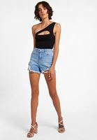 Bayan Siyah Cut-Out Detaylı Kısa Atlet