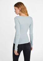 Bayan Mavi Kruvaze Yaka Bluz