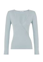 Bayan Mavi Kruvaze Yaka Bluz