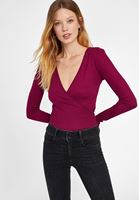 Bayan Mor Kruvaze Yaka Bluz