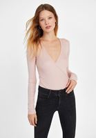 Bayan Pembe Kruvaze Yaka Bluz