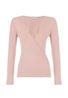 Bayan Pembe Kruvaze Yaka Bluz