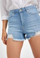 Bayan Mavi Ultra Yüksek Bel Kot Şort