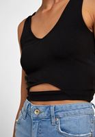 Bayan Siyah V Yaka Sırt Detaylı Crop Atlet