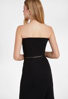 Bayan Siyah Straplez Crop Top