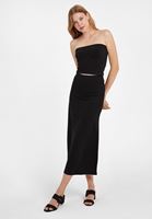 Bayan Siyah Straplez Crop Top