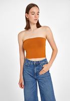 Bayan Turuncu Straplez Crop Top
