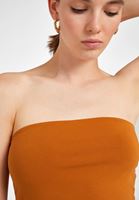 Bayan Turuncu Straplez Crop Top