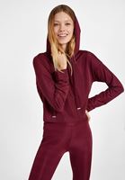Bayan Bordo Uzun Kollu Crop Sweatshirt